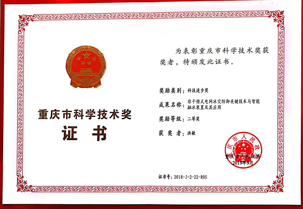 重庆市科技进步二等奖
